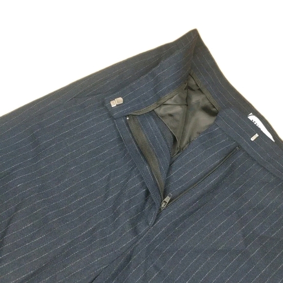 Musier Paris Flare Leg Melissa Trouser Pants WomanSz 34 Navy Blue Pinstriped New